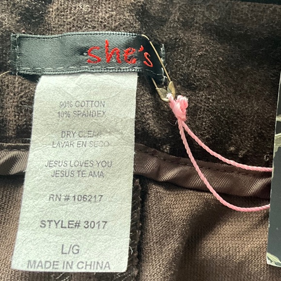 NWT Chocolate Brown Cotton Velvet Satin Capri Pants Party Event Holiday Chic L - Picture 7 of 7